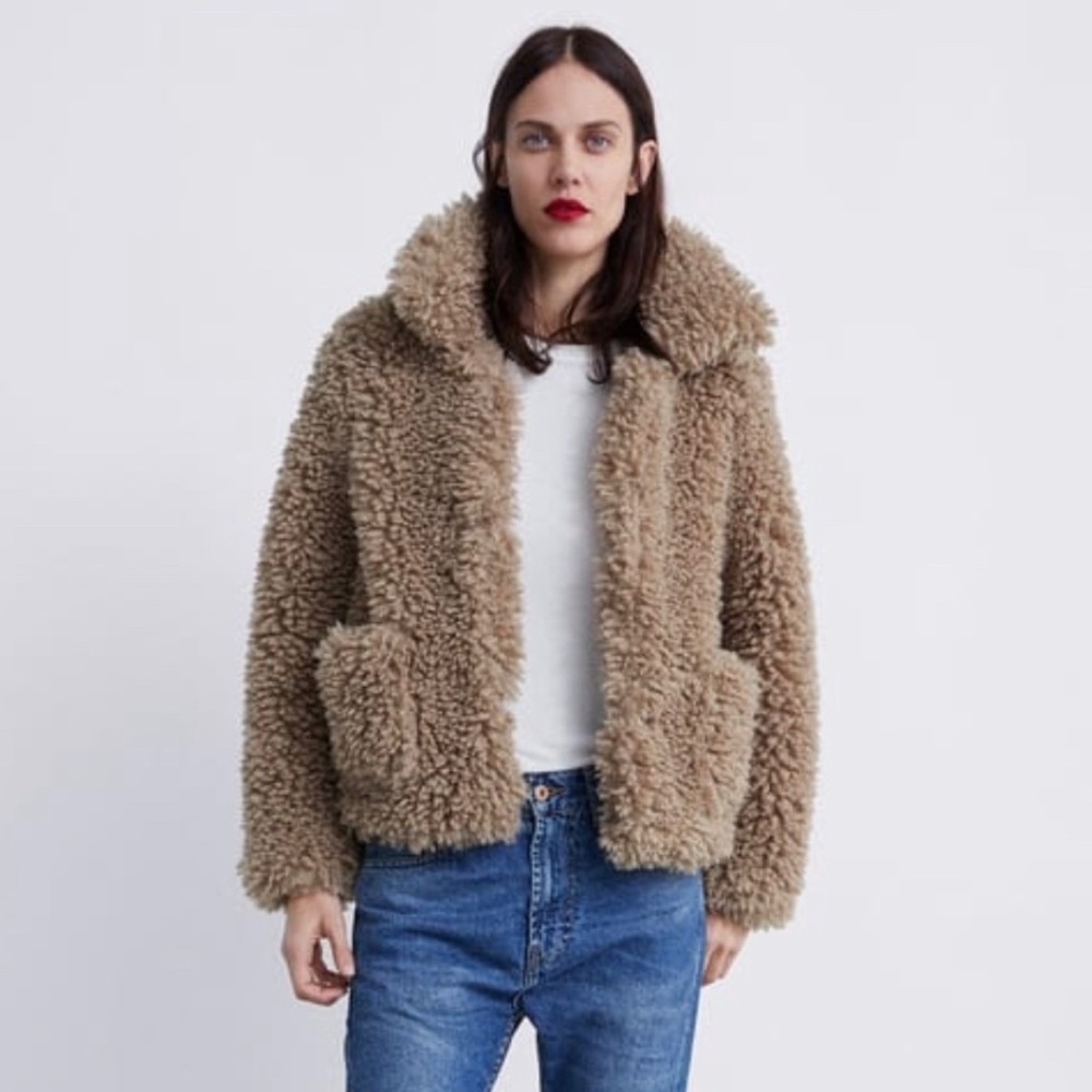Zara soft faux fur teddy jacket